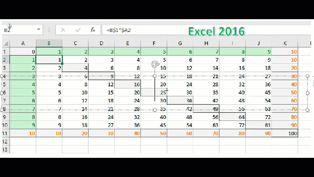 Make Instant Multiplication Table in Microsoft Excel 2016 - wikigain