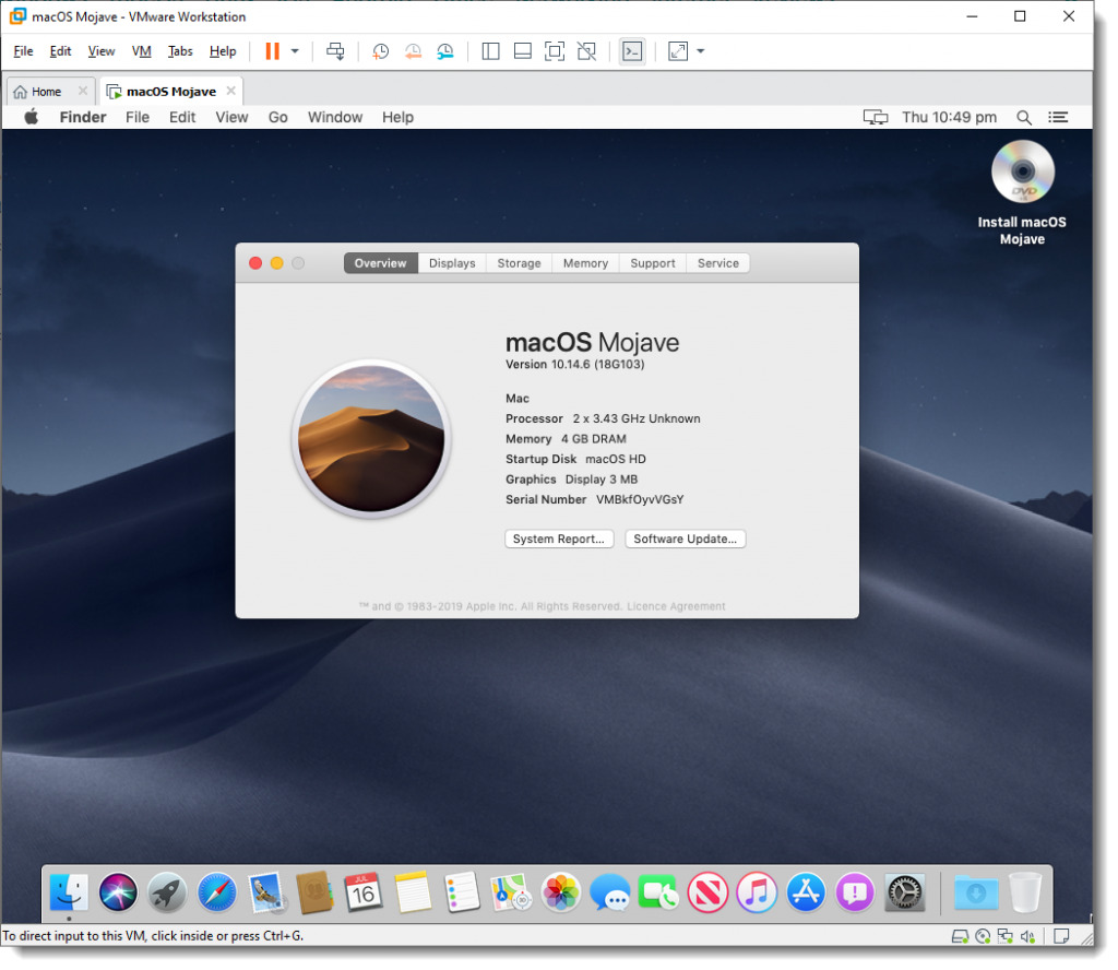 how to install vmware on mac os mojave