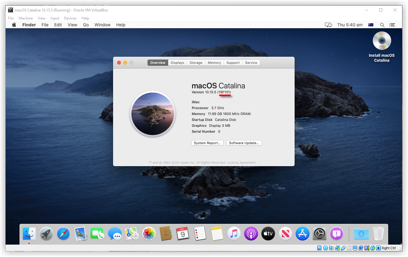 mac os catalina virtualbox image