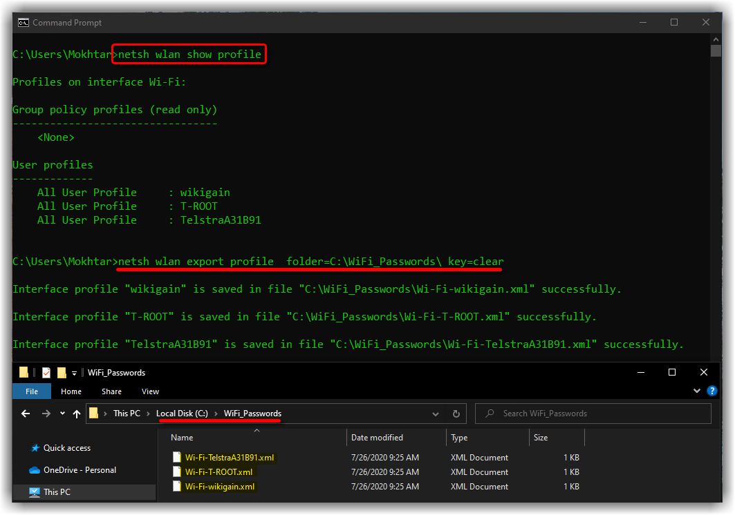 windows wifi passwords cmd