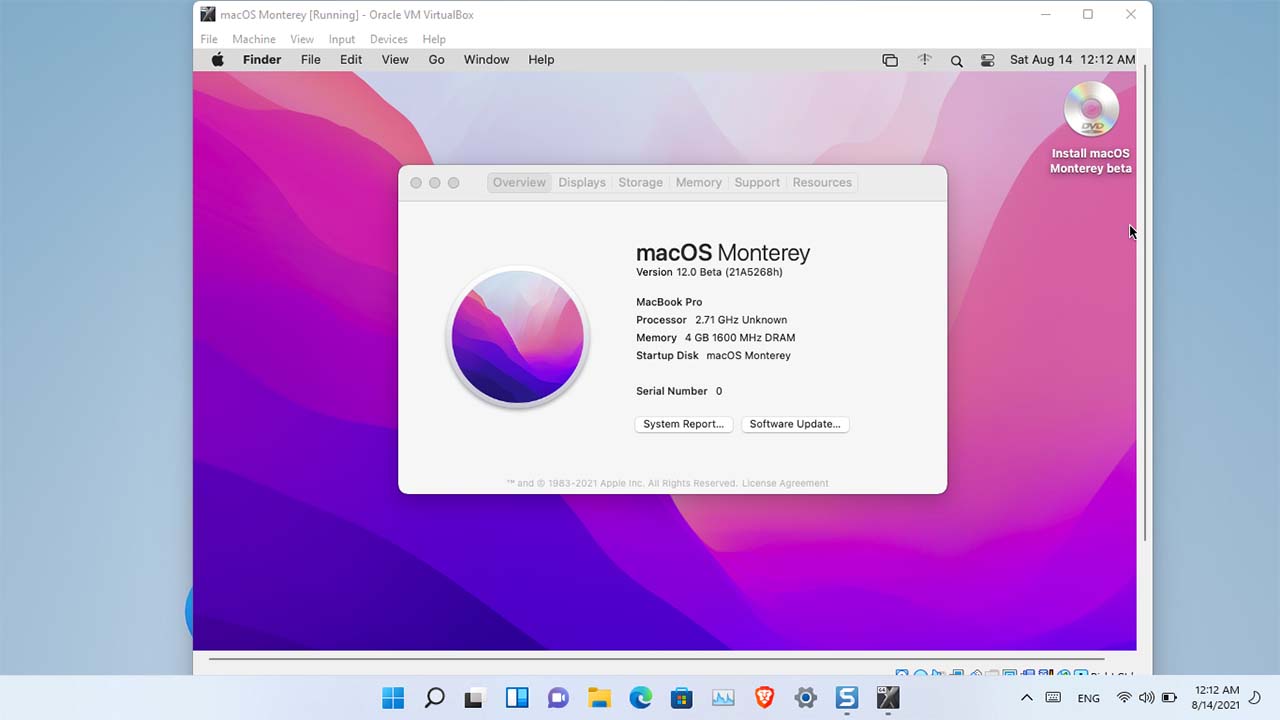 installa macOS in VirtualBox su Windows 11