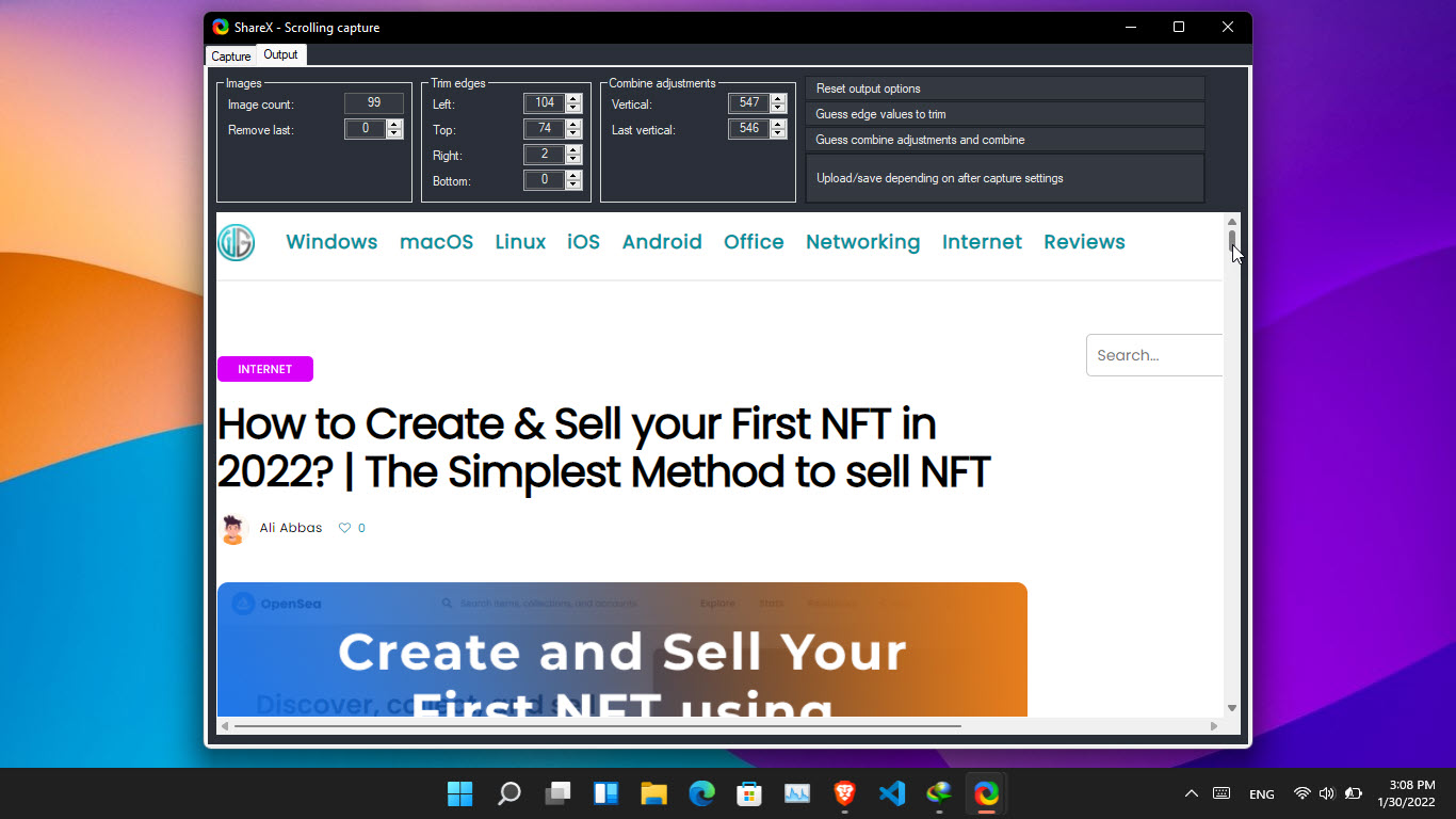 How to save a website as an image wikigain