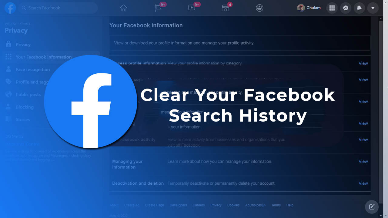 Clear your Facebook Search History