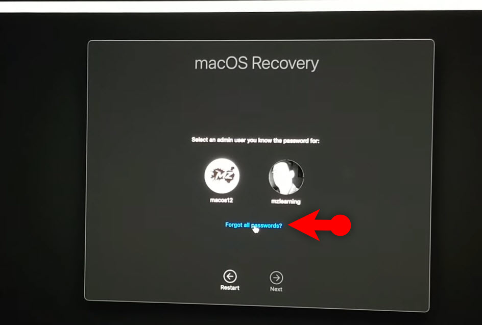 macos monterey reset user password