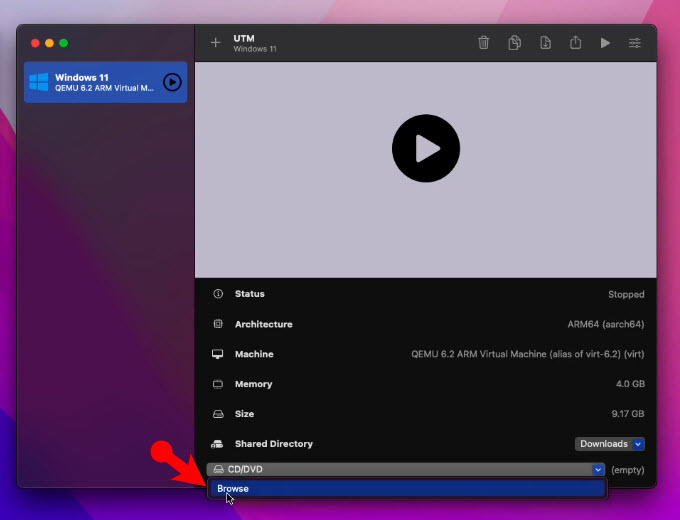 Install Windows 11 on UTM
