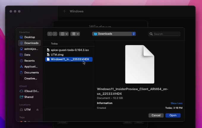 Install Windows 11 on UTM
