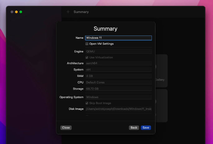 Install Windows 11 on UTM