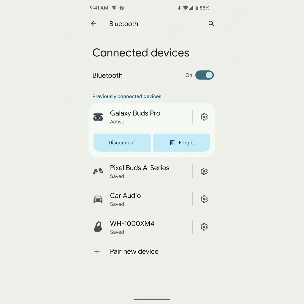 Forget or unpair a Bluetooth device in Android Settings