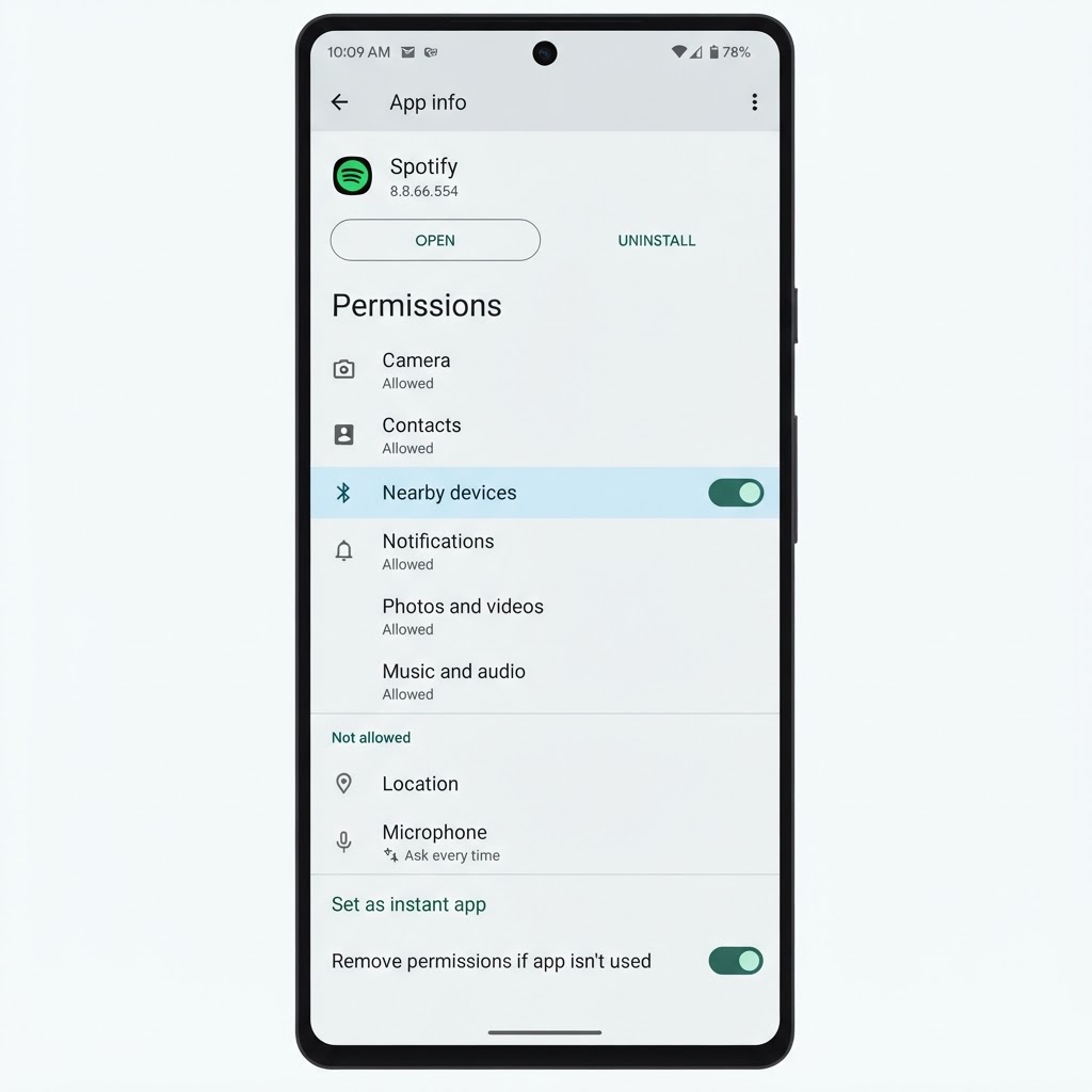 Android Nearby devices permission for Bluetooth apps