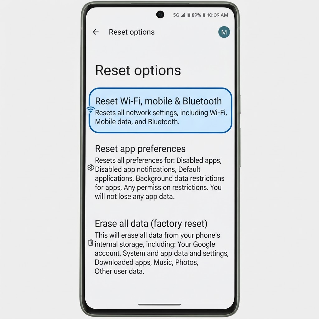 Reset Wi-Fi mobile and Bluetooth in Android Settings