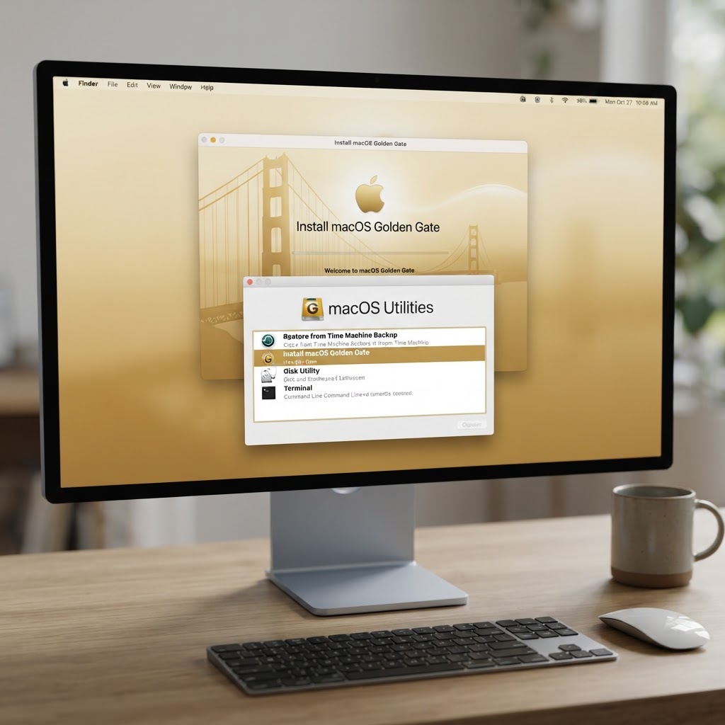 macOS Golden Gate installer utilities window